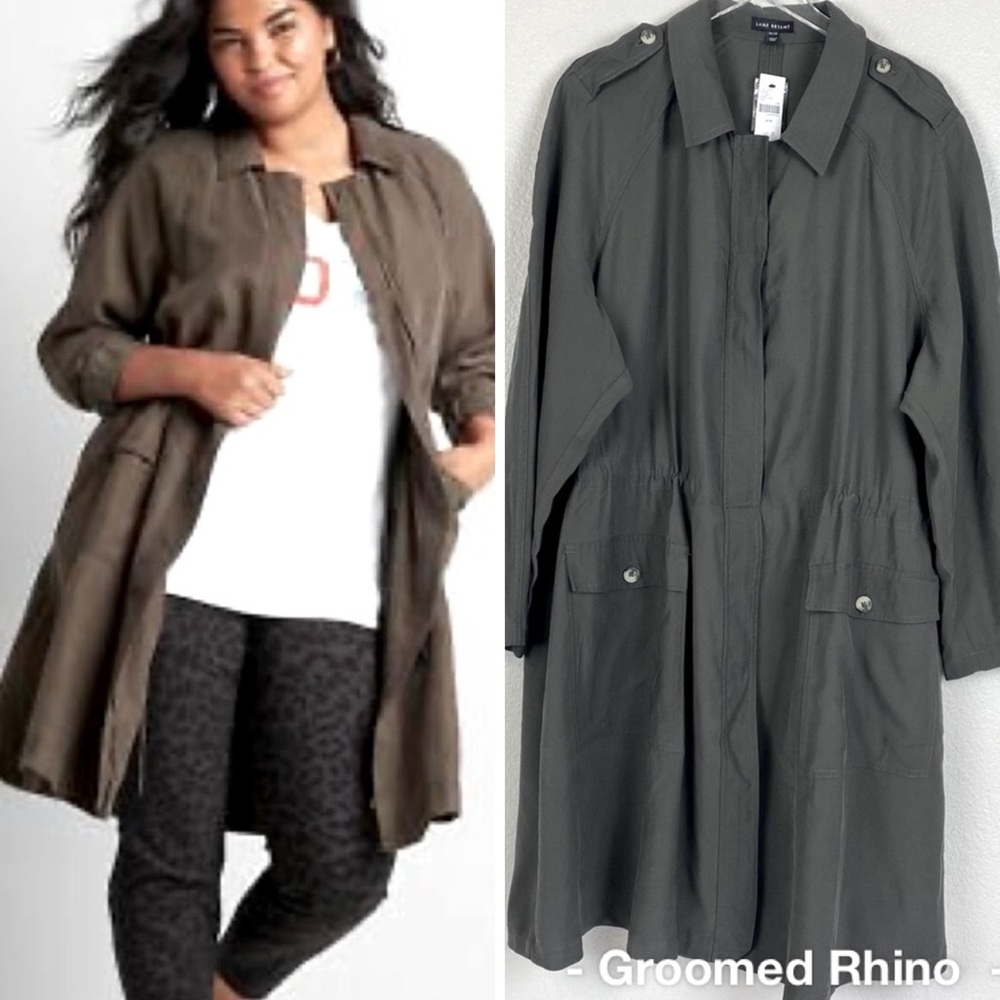 NWT Lane Bryant Twill Utility Jacket Olive Green Size 26/28